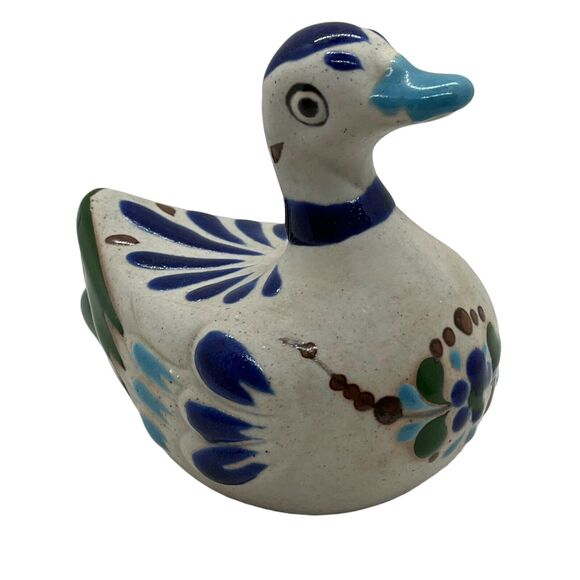 Mexican Pottery Duck Vintage Sandstone Figurine Tonala Style Bird Retro Decor - Picture 10 of 16